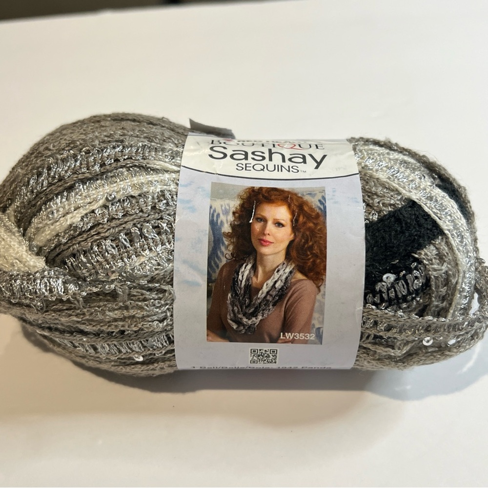 Red Heart Boutique Sashay Sequins Yarn Panda black,gray,silver discontinued item